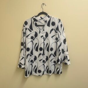 Abstract Black and White Women's Top